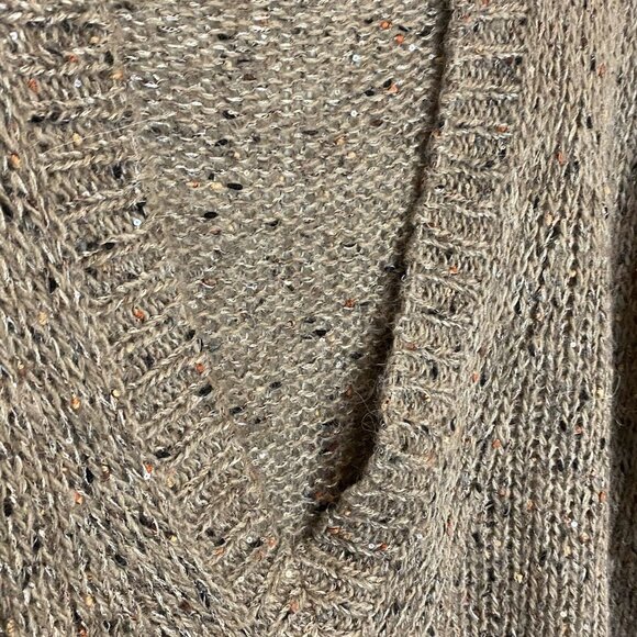 Zara Brown Sequined V-Neck High-Low Sweater - Picture 5 of 9